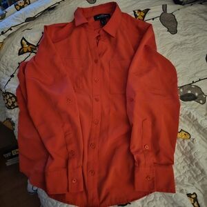 Lands' End Petite Vibrant Orange Blouse NWOT